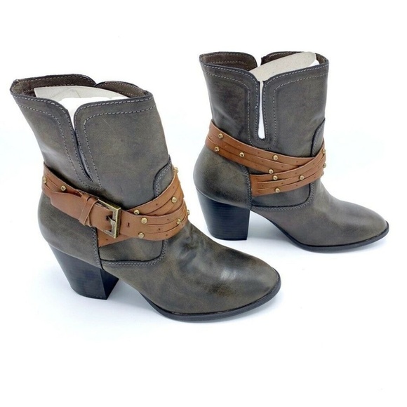 NEW MIA Fabrizia Ankle Gray Heel Faux Leather 9 - Picture 3 of 8